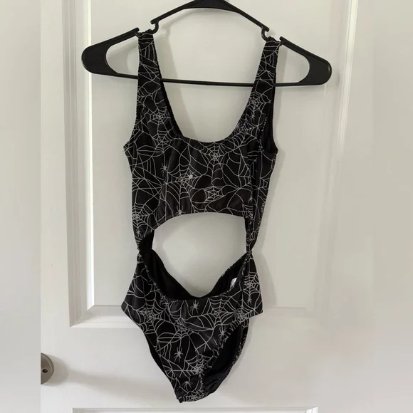 Dolls Kill Spider Web Reflective Cutout Body Suit - Picture 3 of 6
